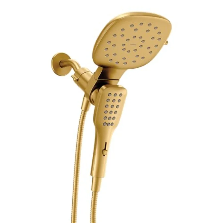 Rain shower head for modern bathrooms, eco-performance ABS plastic, brushed gold, detachable hand shower combo with 7-inch squa
Rain shower head for modern bathrooms, eco-performance ABS plastic, brushed gold, detachable hand shower combo with 7-inch squa