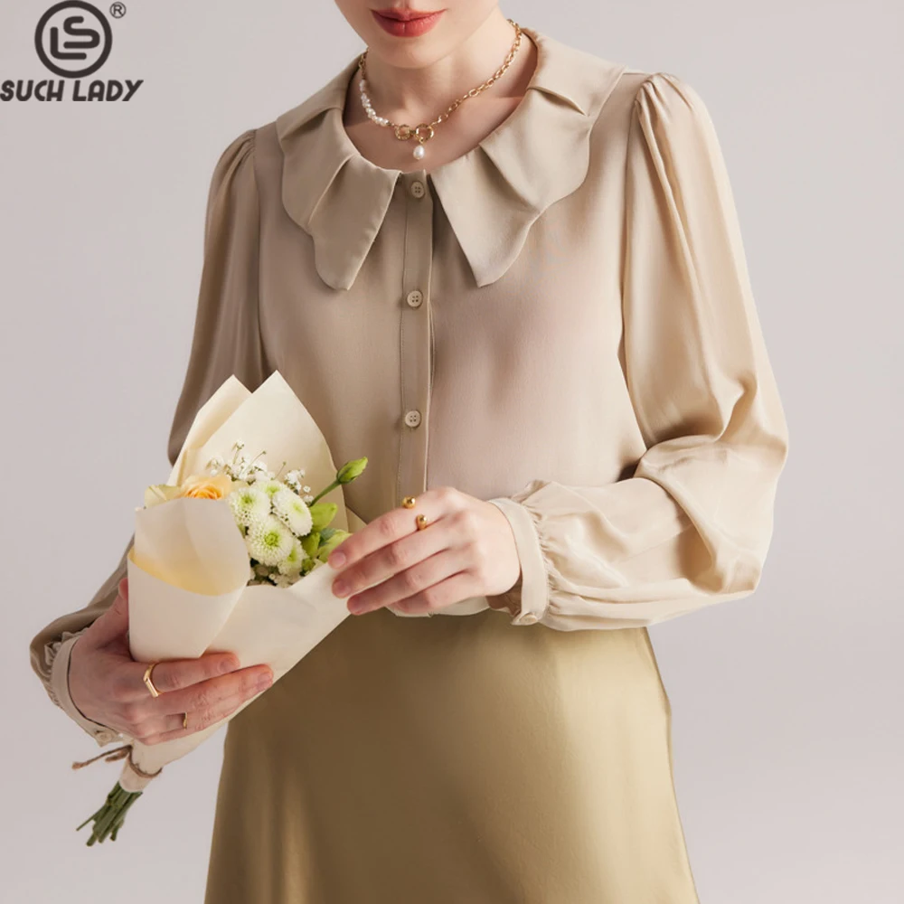 100% Silk Women's Shirt Turn Down Collar Long Sleeves Ruched Elegant Fashion Blouse Tops
100% Silk Women's Shirt Turn Down Collar Long Sleeves Ruched Elegant Fashion Blouse Tops
