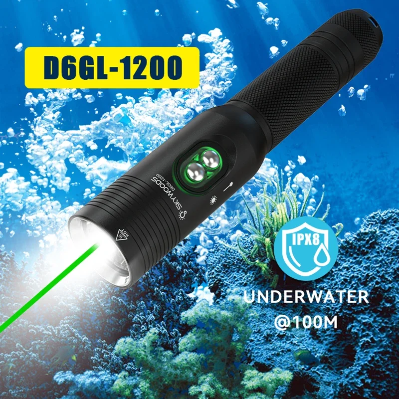 Diving Flashlight 1200 Lumens Green Light 100m Waterproof Underwater Exploration Scuba Diving Teaching Command Light Equipment
Diving Flashlight 1200 Lumens Green Light 100m Waterproof Underwater Exploration Scuba Diving Teaching Command Light Equipment