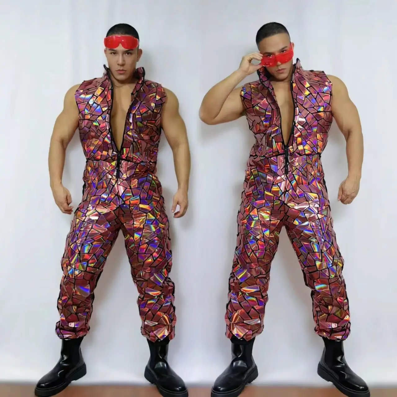 Man Laser Mirror Jumpsuits Costumes Nightclub Bar Singer Gogo Dance wear Show Lens Work Dress Stage Performance Wear
Man Laser Mirror Jumpsuits Costumes Nightclub Bar Singer Gogo Dance wear Show Lens Work Dress Stage Performance Wear