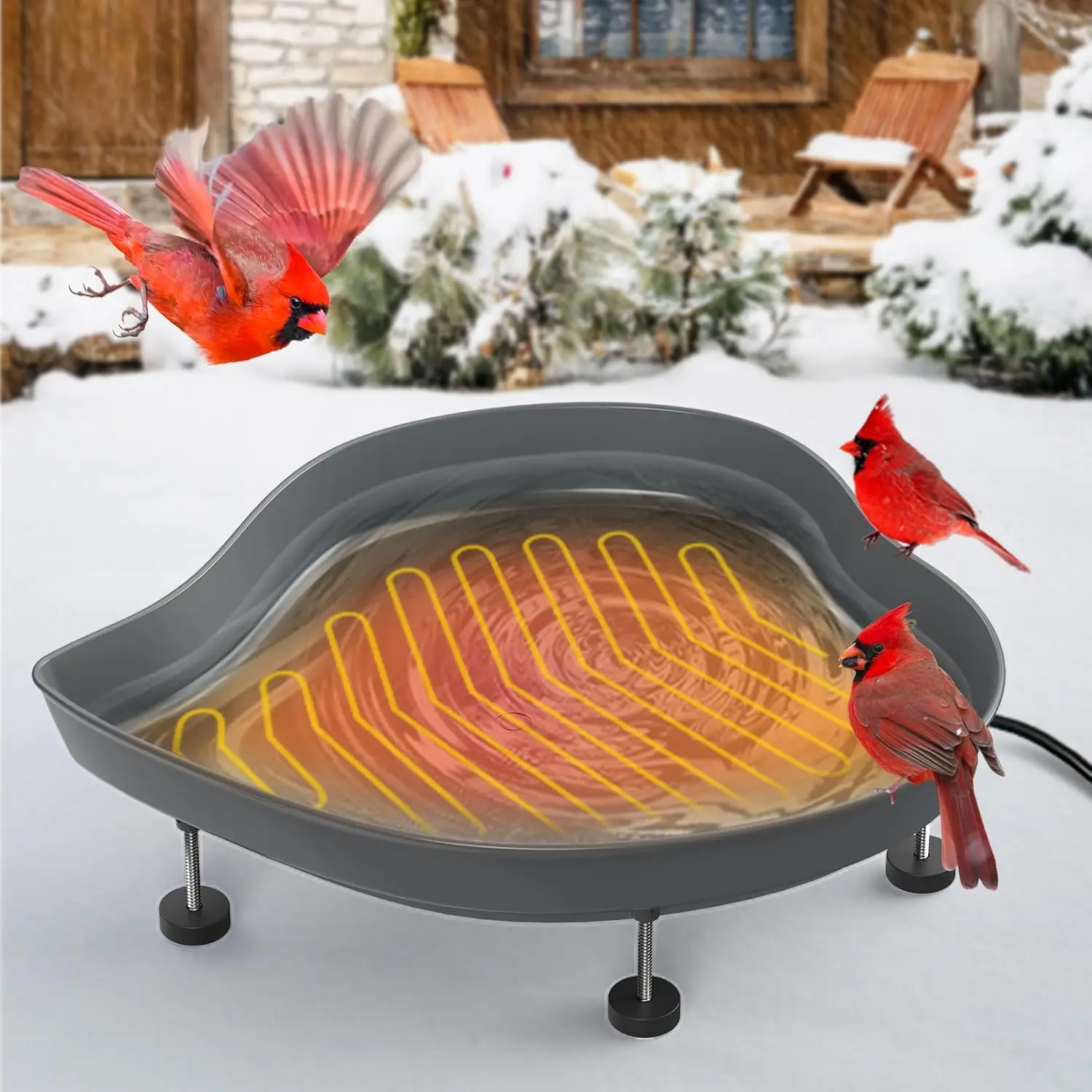 60W Thermostatic Heated Bird Bath for Winter, Large Capacity Outdoor Garden Decor in Gray
60W Thermostatic Heated Bird Bath for Winter, Large Capacity Outdoor Garden Decor in Gray