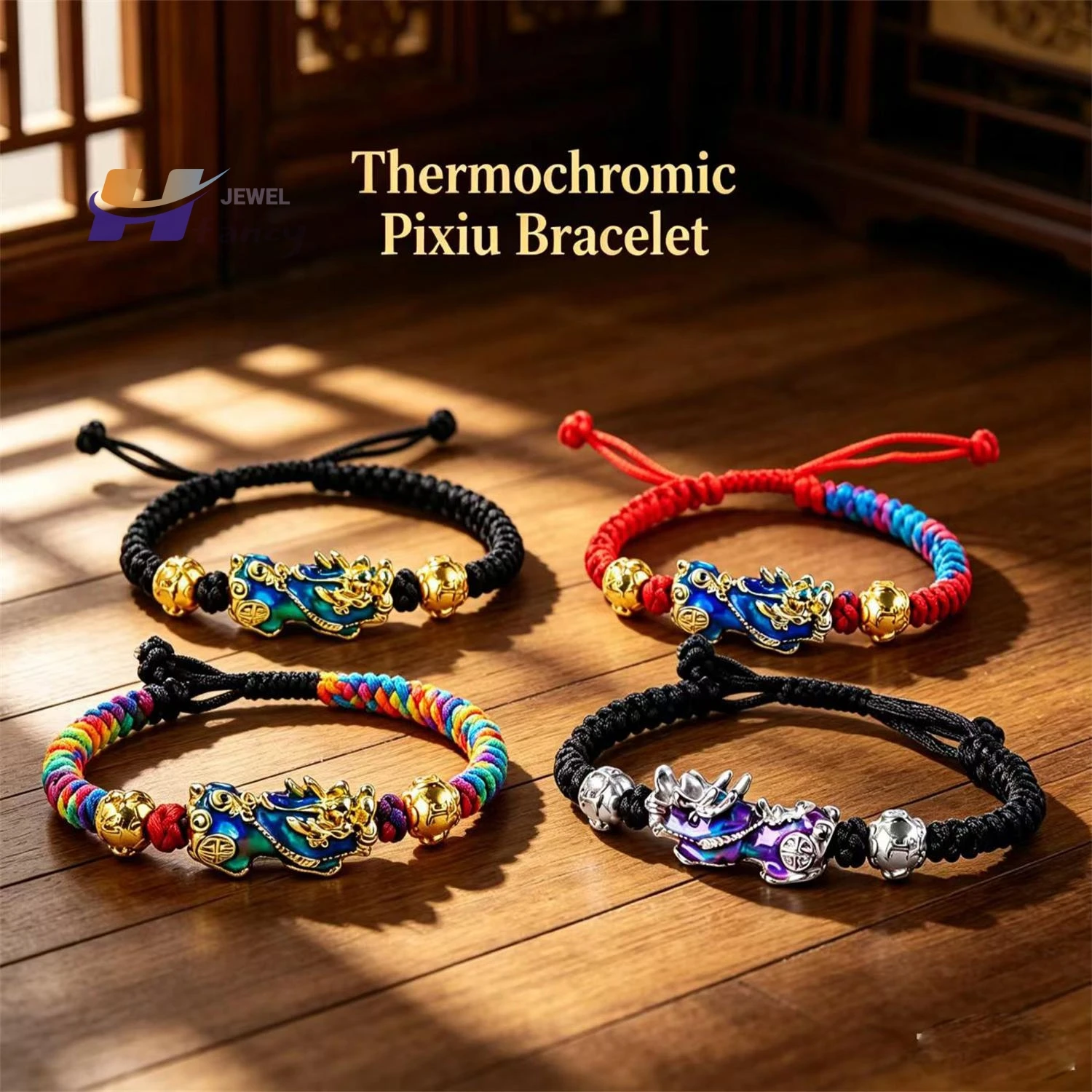 Temperature Color Changing Pixiu Bracelet Handmade Braided Rope Adjustable Wristband Fashion Jewelry for Men Women Unisex Gifts
Temperature Color Changing Pixiu Bracelet Handmade Braided Rope Adjustable Wristband Fashion Jewelry for Men Women Unisex Gifts