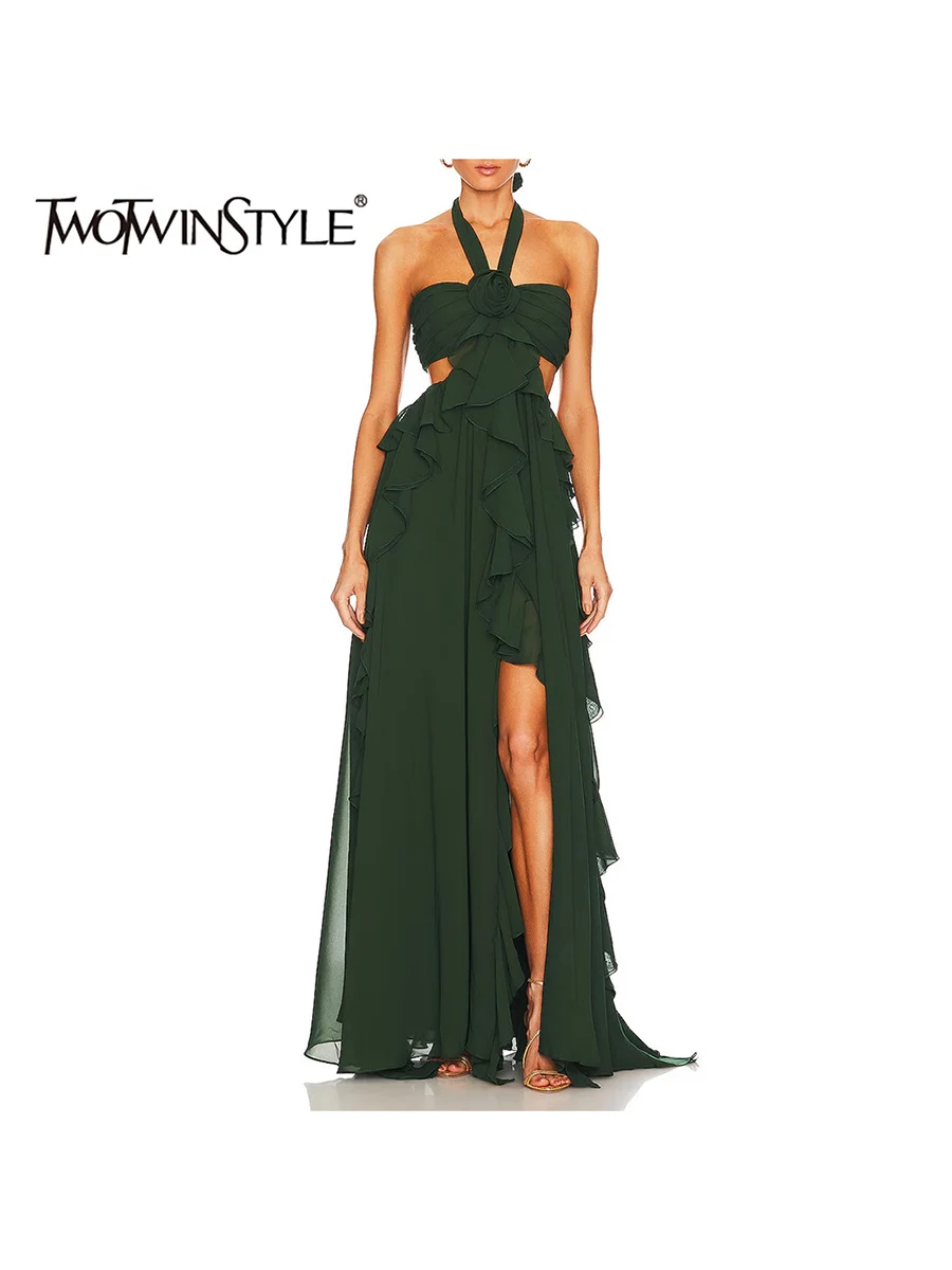 Новое женское модное платье TWOTWINSTYLE с вырезами, 3D цветами, лямкой через шею, без рукавов, с рюшами и вставками
Новое женское модное платье TWOTWINSTYLE с вырезами, 3D цветами, лямкой через шею, без рукавов, с рюшами и вставками