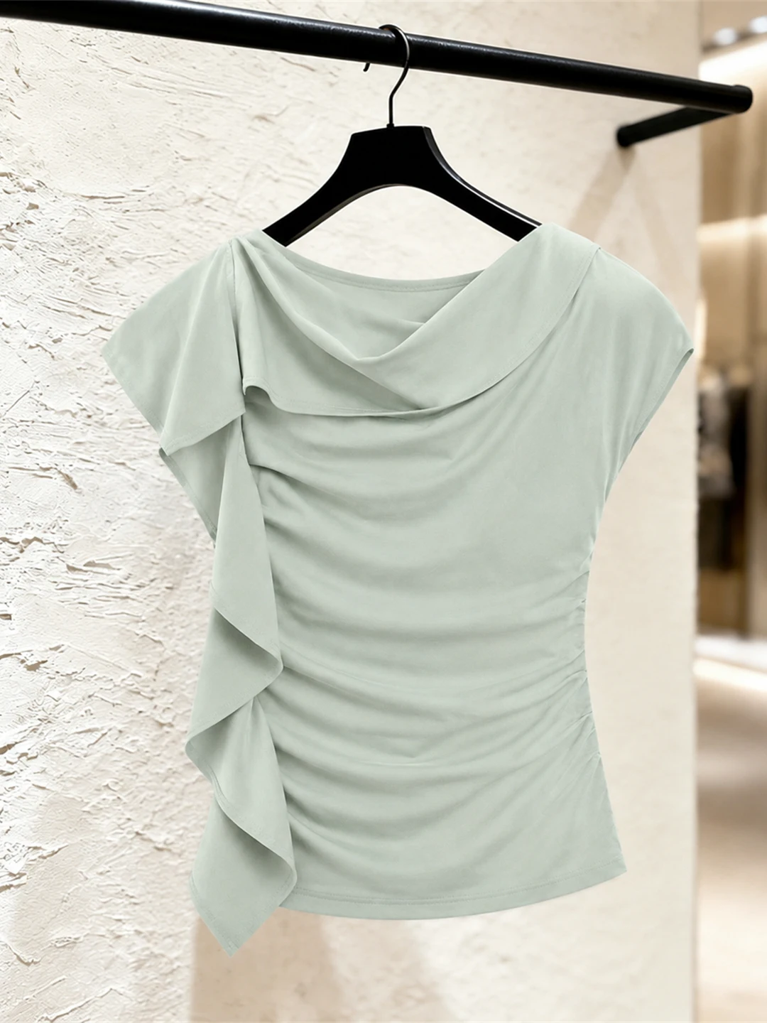 Casual Folded Hem Top Irregular Summer Commute Style Ageless Short Sleeve T-Shirt Korean Version Slim Fit Silk Women's Shirt
Casual Folded Hem Top Irregular Summer Commute Style Ageless Short Sleeve T-Shirt Korean Version Slim Fit Silk Women's Shirt