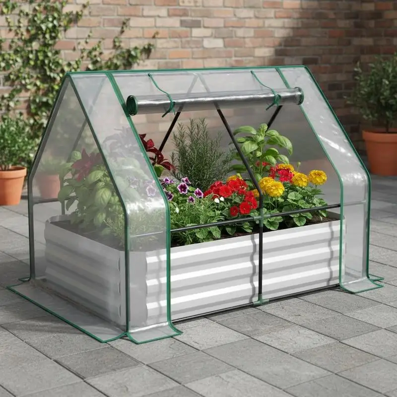 Raised Garden Bed with Greenhouse, Steel Planter Box with Plastic Cover, Roll Up Window, Dual Use for Flowers, Vegetables
Raised Garden Bed with Greenhouse, Steel Planter Box with Plastic Cover, Roll Up Window, Dual Use for Flowers, Vegetables