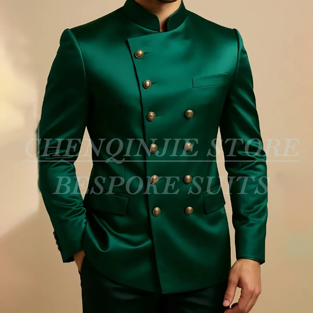 Элегантные однотонные мужские костюмы, модные двубортные костюмы с лацканами-стойкой, облегающие комплекты из двух предметов, куртка и брюки, мужская одежда по индивидуальному заказу 
Элегантные однотонные мужские костюмы, модные двубортные костюмы с лацканами-стойкой, облегающие комплекты из двух предметов, куртка и брюки, мужская одежда по индивидуальному заказу