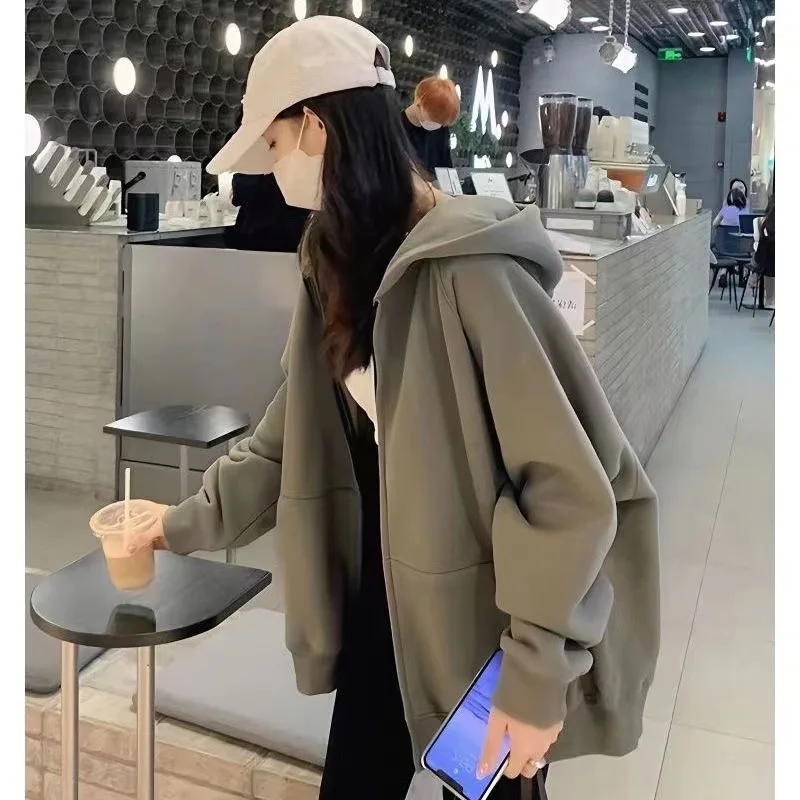 Cardigan Sweatshirt Women Hooded Coats Splice Casual Zipper Thick Coat Loose Pocket Outwear Solid Jacket Autumn Winter 2024
Cardigan Sweatshirt Women Hooded Coats Splice Casual Zipper Thick Coat Loose Pocket Outwear Solid Jacket Autumn Winter 2024