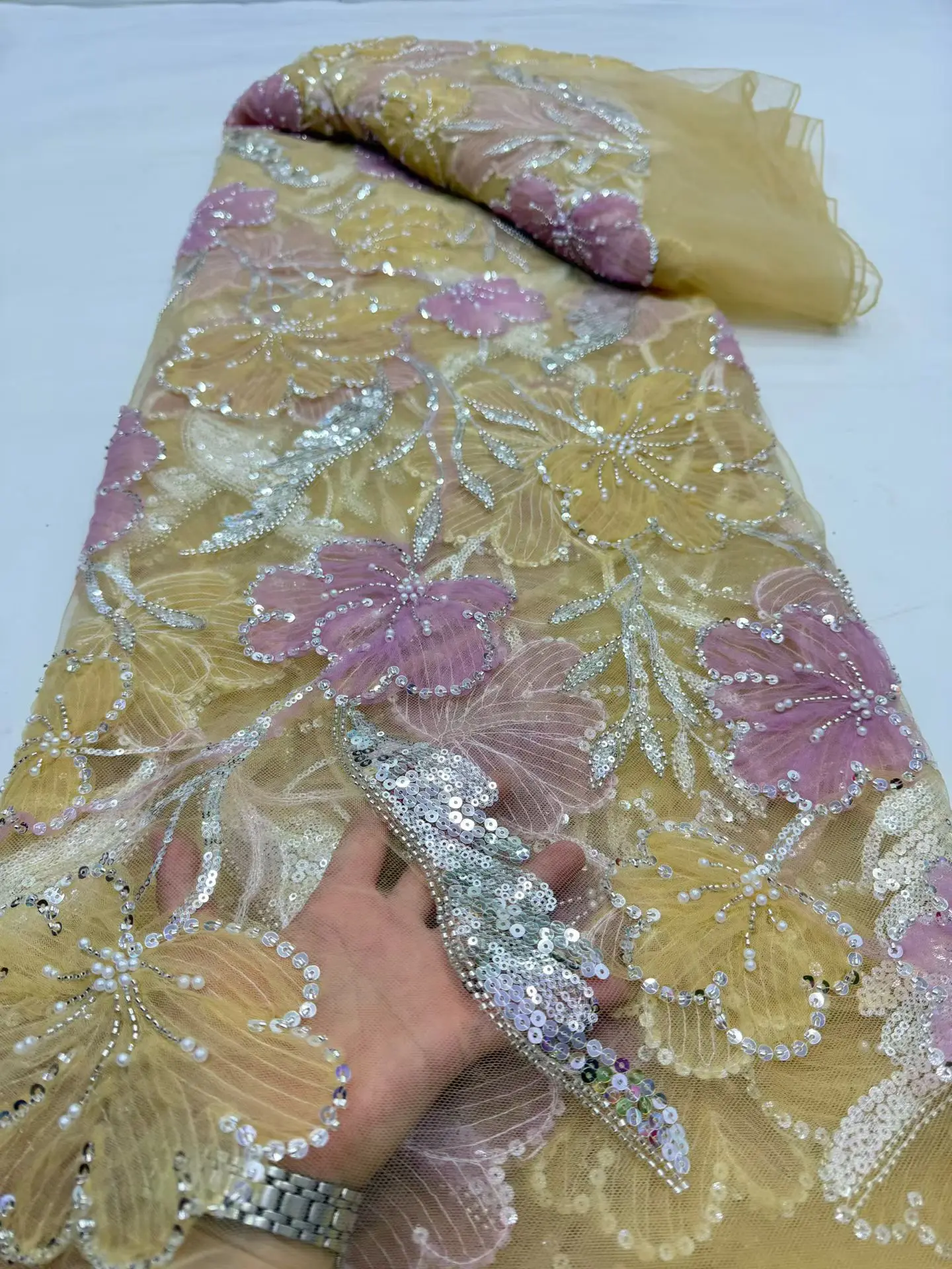 Latest 2026 High-Quality African Nigerian Guipure Embroidery 3DSequins for Sewing Tulle Lace Fabric Dresses 5Yards DP0513
Latest 2026 High-Quality African Nigerian Guipure Embroidery 3DSequins for Sewing Tulle Lace Fabric Dresses 5Yards DP0513