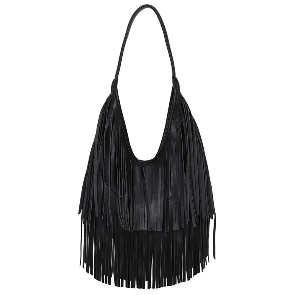 Fashion Soft PU Leather Long Tassels Handbag Large Capacity Elegant Shoulder Tote Bag Chic Black Color Armpit Hobo Bag Women
Fashion Soft PU Leather Long Tassels Handbag Large Capacity Elegant Shoulder Tote Bag Chic Black Color Armpit Hobo Bag Women