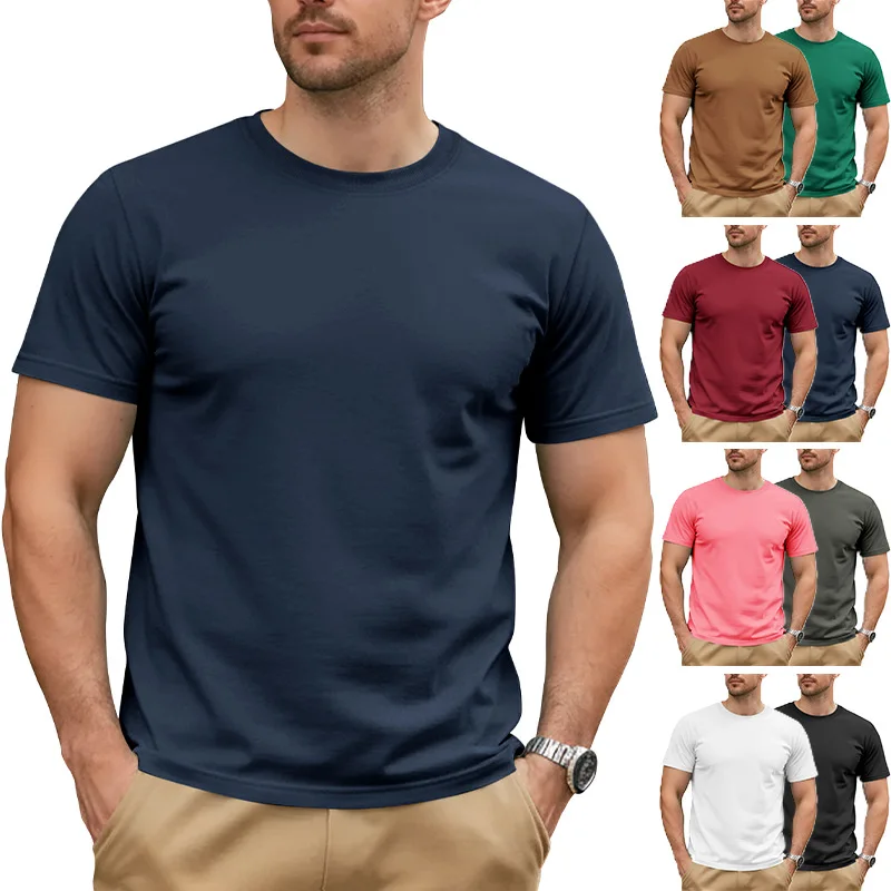 Summer solid color crew neck short sleeve pure cotton casual sports simple T-shirt top
Summer solid color crew neck short sleeve pure cotton casual sports simple T-shirt top