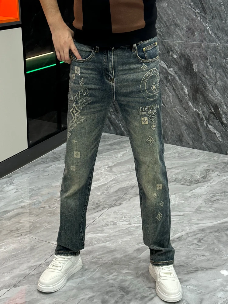 Мужские джинсовые джинсы Heavy Du, модные повседневные прямые длинные брюки с принтом, осень-зима, элитные винтажные зауженные брюки
Мужские джинсовые джинсы Heavy Du, модные повседневные прямые длинные брюки с принтом, осень-зима, элитные винтажные зауженные брюки