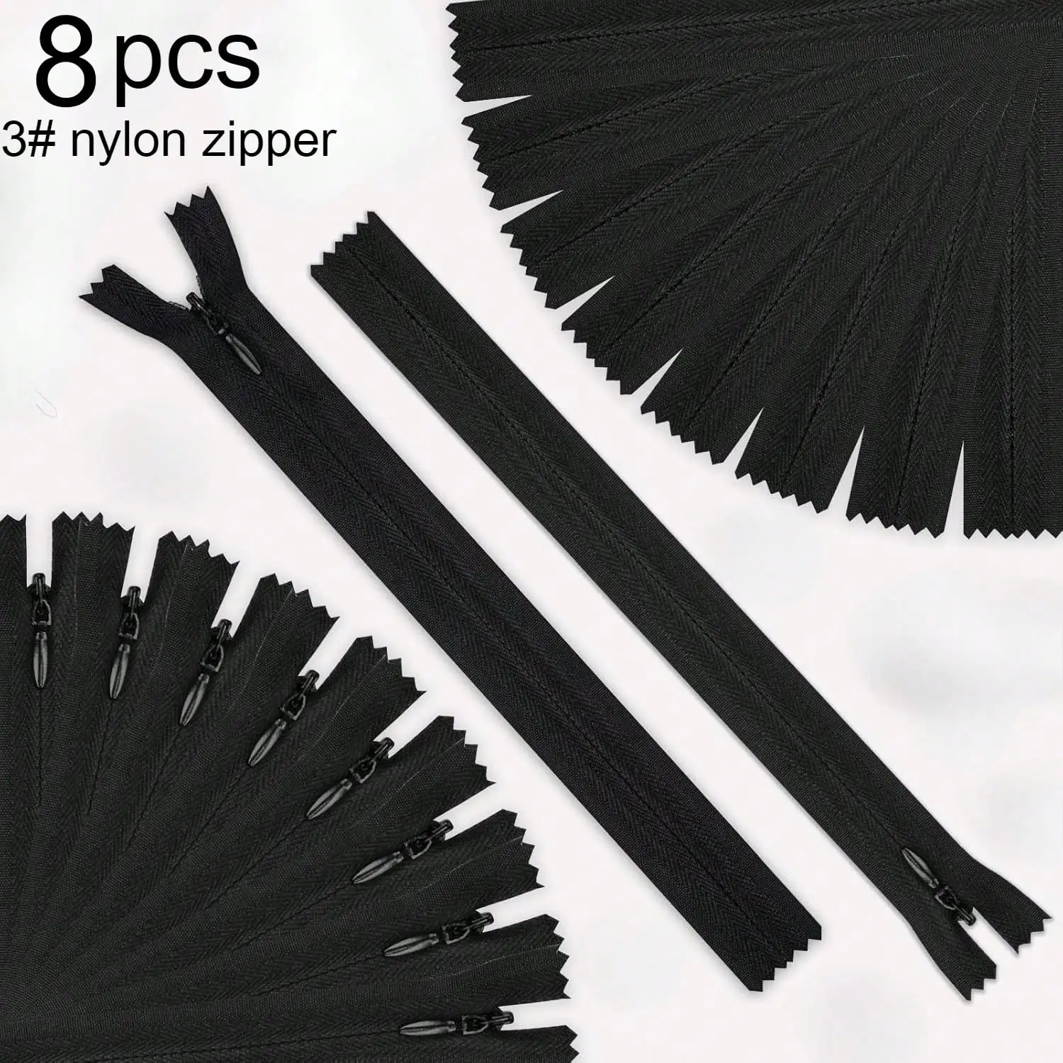 8pcs 3# Black Nylon Invisible Zippers Multi-Size Closure Perfect for Dresses Pillows Pants Bags DIY Sewing & Crafts
8pcs 3# Black Nylon Invisible Zippers Multi-Size Closure Perfect for Dresses Pillows Pants Bags DIY Sewing & Crafts