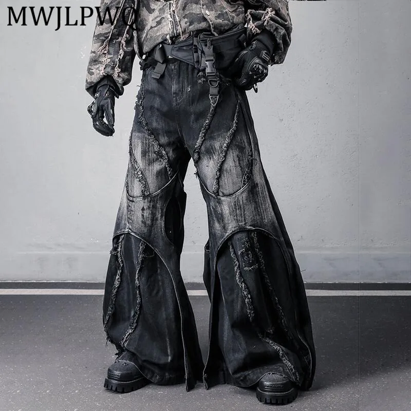 MWJLPWQ Street Style Heavy-Duty Distressed Frayed Faux Two-Piece Men's Jeans Washed Vintage Flared Loose Wide-Leg Trousers 13908
MWJLPWQ Street Style Heavy-Duty Distressed Frayed Faux Two-Piece Men's Jeans Washed Vintage Flared Loose Wide-Leg Trousers 13908