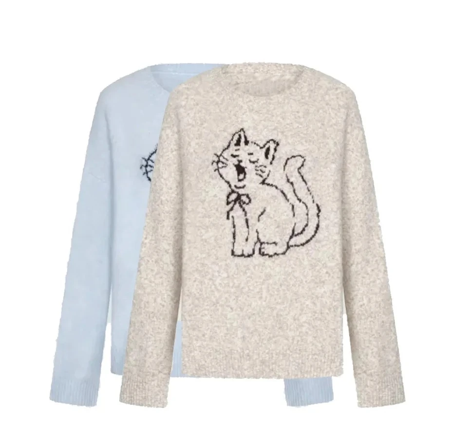 new Fall Cute Casual Sweater Women's Printed Loose Knitted Pullover Tops Spring Autumn Fashion Cat Pattern Tops
new Fall Cute Casual Sweater Women's Printed Loose Knitted Pullover Tops Spring Autumn Fashion Cat Pattern Tops