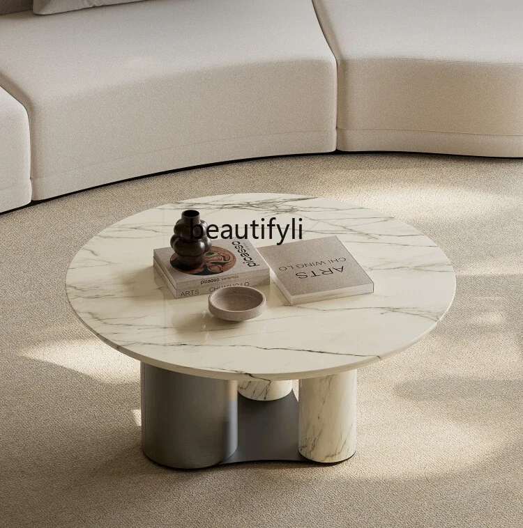 Marble coffee table round light luxury stainless steel designer living room household small apartment art
Marble coffee table round light luxury stainless steel designer living room household small apartment art
