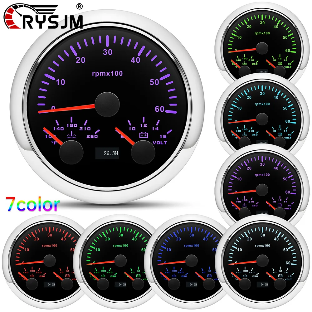 7 Color Backlight 3 IN 1 12V24V Tachometer+Water Temperature Gauge+Voltmeter 85mm Digital RPM Gauge For Car Boat Marine Yacht
7 Color Backlight 3 IN 1 12V24V Tachometer+Water Temperature Gauge+Voltmeter 85mm Digital RPM Gauge For Car Boat Marine Yacht