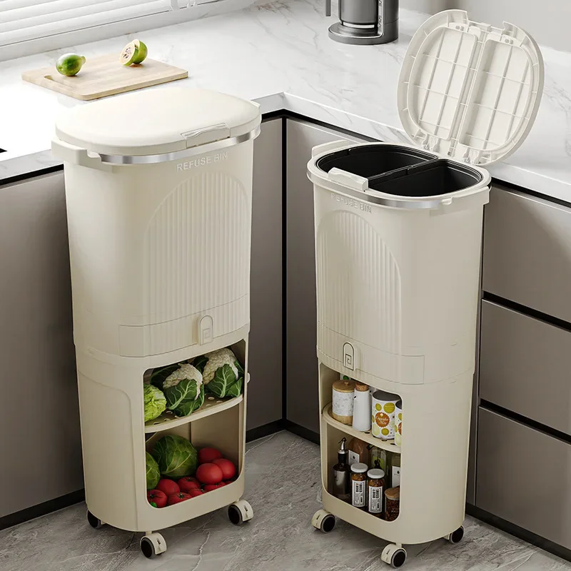 Kitchen trash can Double-layer large-capacity wet and dry separation rack trash can
Kitchen trash can Double-layer large-capacity wet and dry separation rack trash can