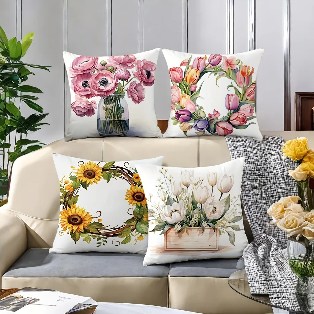 4pcs double-sided Printed Pillow Covers Anemone Sunflower White Tulip Decorative Throw Pillow Cases Elegant Botanical Home Decor
4pcs double-sided Printed Pillow Covers Anemone Sunflower White Tulip Decorative Throw Pillow Cases Elegant Botanical Home Decor