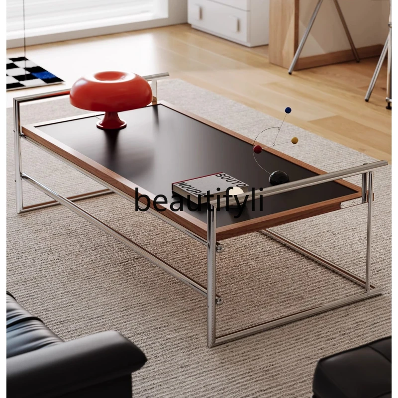 Coffee table living room household small apartment tea table retro solid wood stainless steel tea table
Coffee table living room household small apartment tea table retro solid wood stainless steel tea table