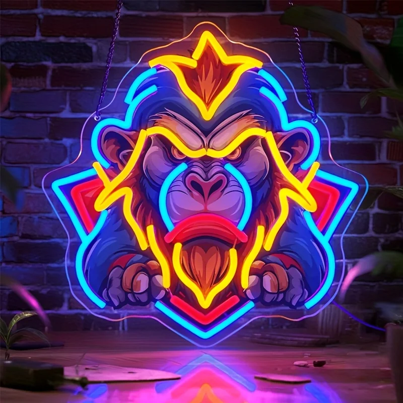 Angry Monkey Face LED Neon Sign for Bar Club Pub Cafe Party Home Decor Cartoon Wall Art Lighting Creates Fun Atmosphere
Angry Monkey Face LED Neon Sign for Bar Club Pub Cafe Party Home Decor Cartoon Wall Art Lighting Creates Fun Atmosphere