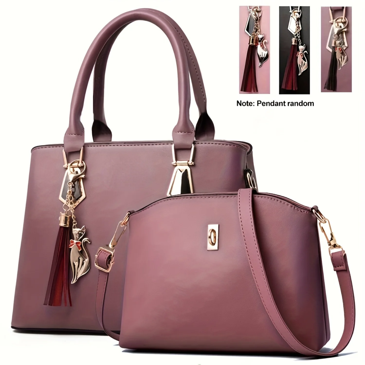 2pcs Tassel Pendant Tote Bag Crossbody Set - High-Quality PU Leather Shoulder Bag with Large Capacity, Convenient Crossbody Stra
2pcs Tassel Pendant Tote Bag Crossbody Set - High-Quality PU Leather Shoulder Bag with Large Capacity, Convenient Crossbody Stra