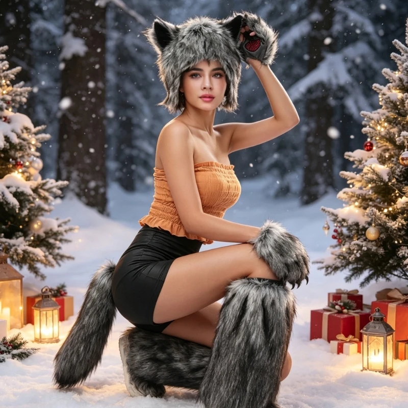 X5XA Plush Gray Wolf Headpiece Set With Animal Ears and Matching Costume Accessories for Themed Photos and Fall Styling
X5XA Plush Gray Wolf Headpiece Set With Animal Ears and Matching Costume Accessories for Themed Photos and Fall Styling