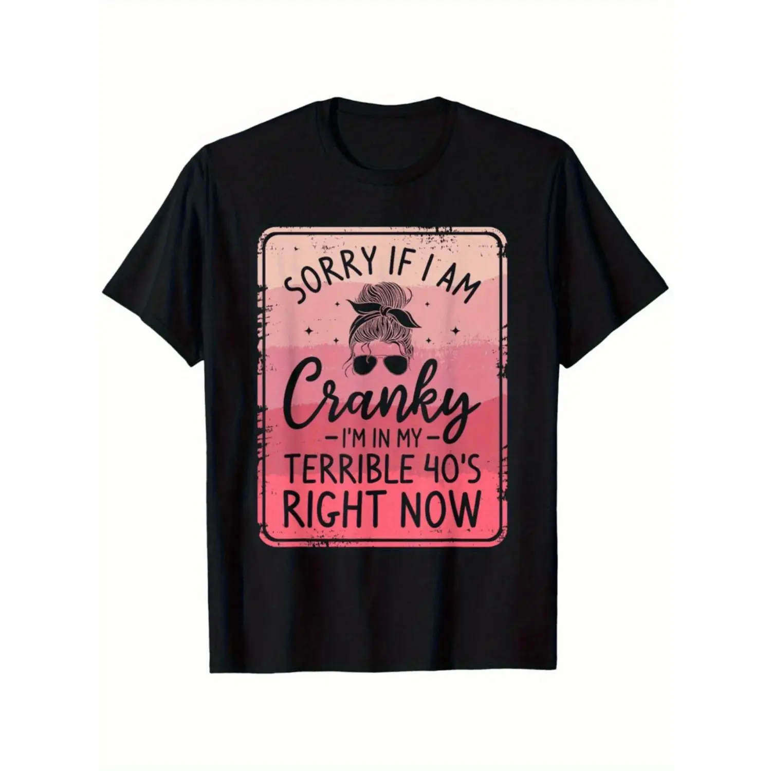 Women's Funny 40th Birthday T-Shirt "Terrible 40s Cranky" Messy Bun Tee Humor Gift for Her Over 40 Life Casual Top
Women's Funny 40th Birthday T-Shirt "Terrible 40s Cranky" Messy Bun Tee Humor Gift for Her Over 40 Life Casual Top