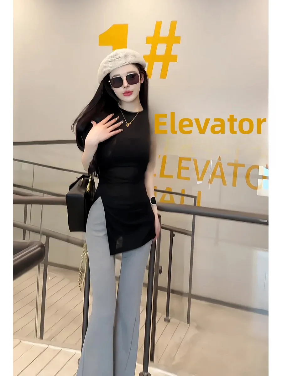 Slim Fit Lace Micro Flare Top Bottom Set Women's Fashion Summer New American Hot Girl round Neck Sleeveless Vest Pants Ensemble
Slim Fit Lace Micro Flare Top Bottom Set Women's Fashion Summer New American Hot Girl round Neck Sleeveless Vest Pants Ensemble