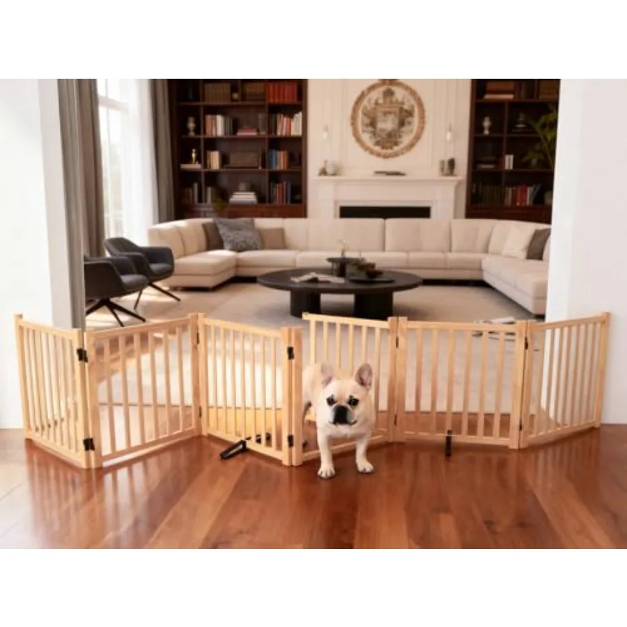 Indoor freestanding dog gate for stairs wooden material natural wood color foldable no-paint design with door 23 height 6-panel
Indoor freestanding dog gate for stairs wooden material natural wood color foldable no-paint design with door 23 height 6-panel
