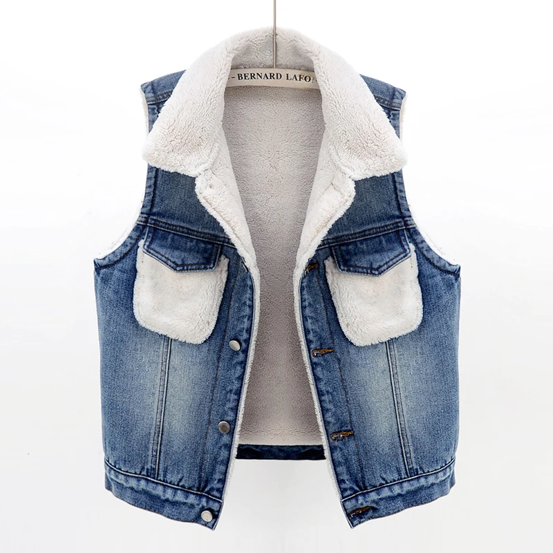 Warm Vest Autumn and Winter Denim Cashmere Thickened Lamb Short Jeans Women's Korean Version Cotton Outwear
Warm Vest Autumn and Winter Denim Cashmere Thickened Lamb Short Jeans Women's Korean Version Cotton Outwear