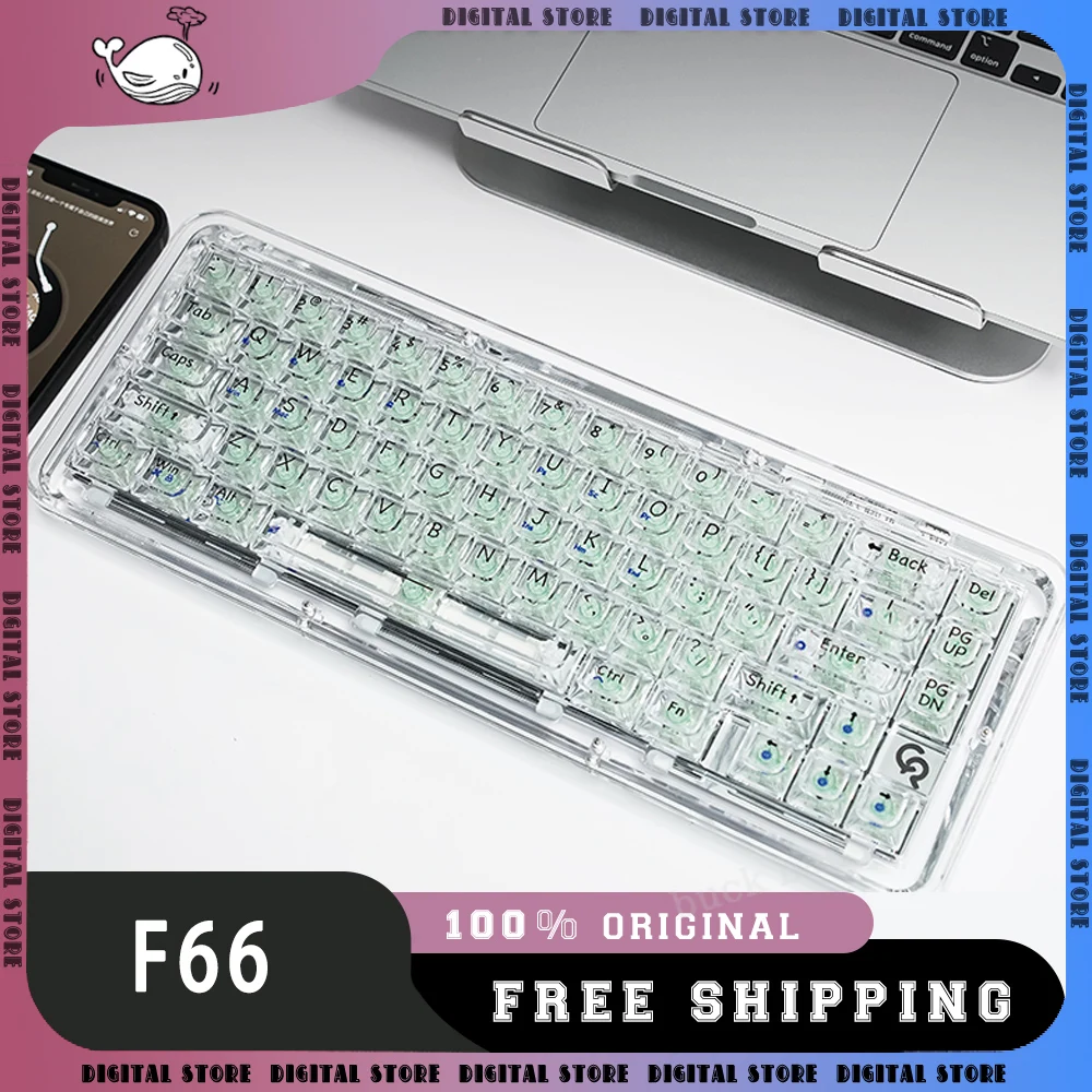 ColorReco F66 Mechanical Keyboard 3Mode 2.4G Wireless Bluetooth Keyboard 66 Keys Hot Swap Customized Transparent Keyboard Gifts
ColorReco F66 Mechanical Keyboard 3Mode 2.4G Wireless Bluetooth Keyboard 66 Keys Hot Swap Customized Transparent Keyboard Gifts