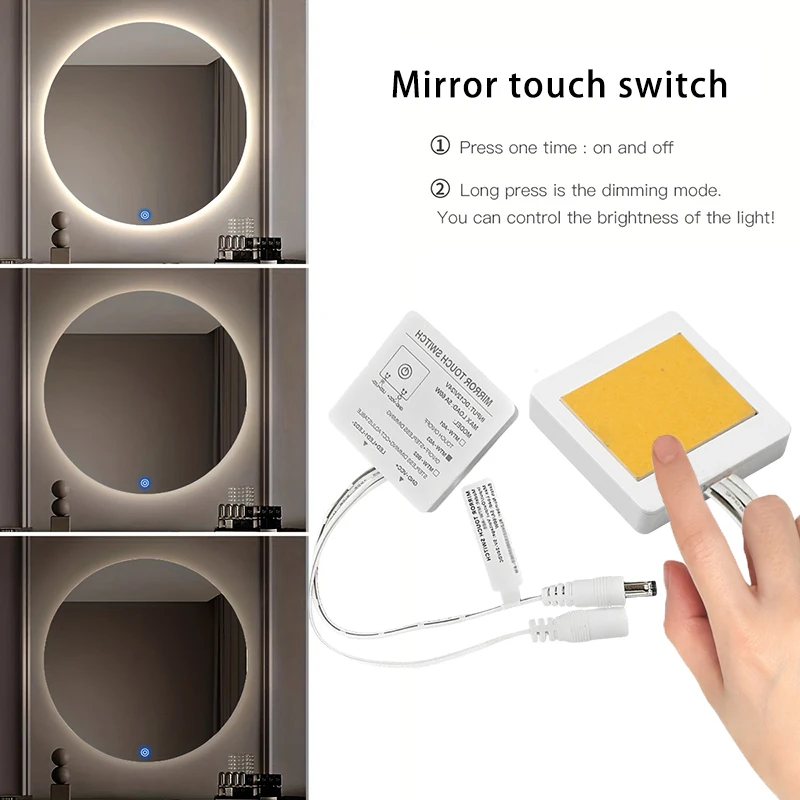DC12V/24V Bathroom Mirror Square Touch Sensor Switch For Controlling Bathroom Vanity Mirror Light Adjustable Brightness
DC12V/24V Bathroom Mirror Square Touch Sensor Switch For Controlling Bathroom Vanity Mirror Light Adjustable Brightness