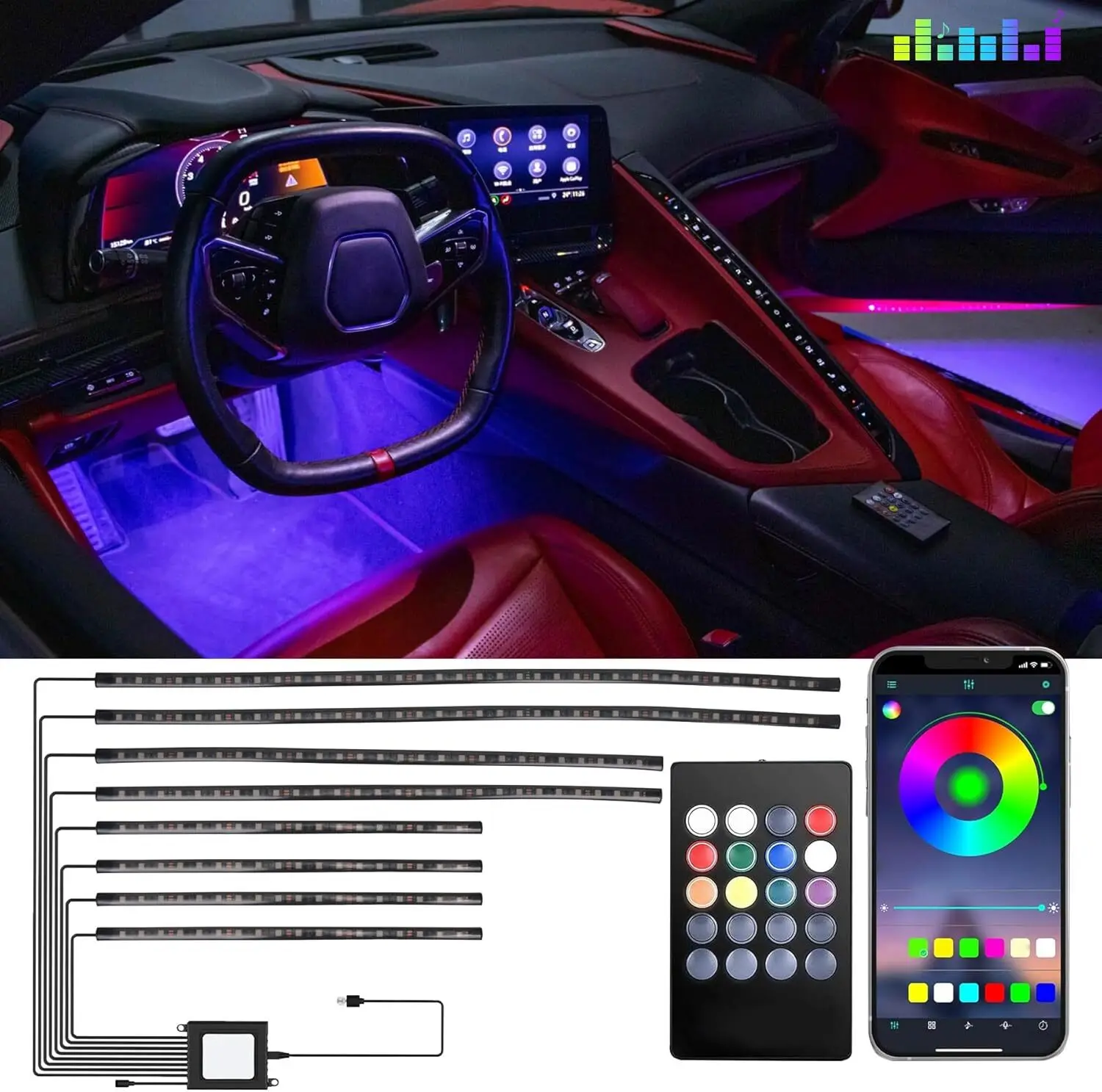 C8 RGB LED Lights for Corvette C8 Stingray Z51 Z06 E-Ray 2020-2025 ( Bluetooth )
C8 RGB LED Lights for Corvette C8 Stingray Z51 Z06 E-Ray 2020-2025 ( Bluetooth )