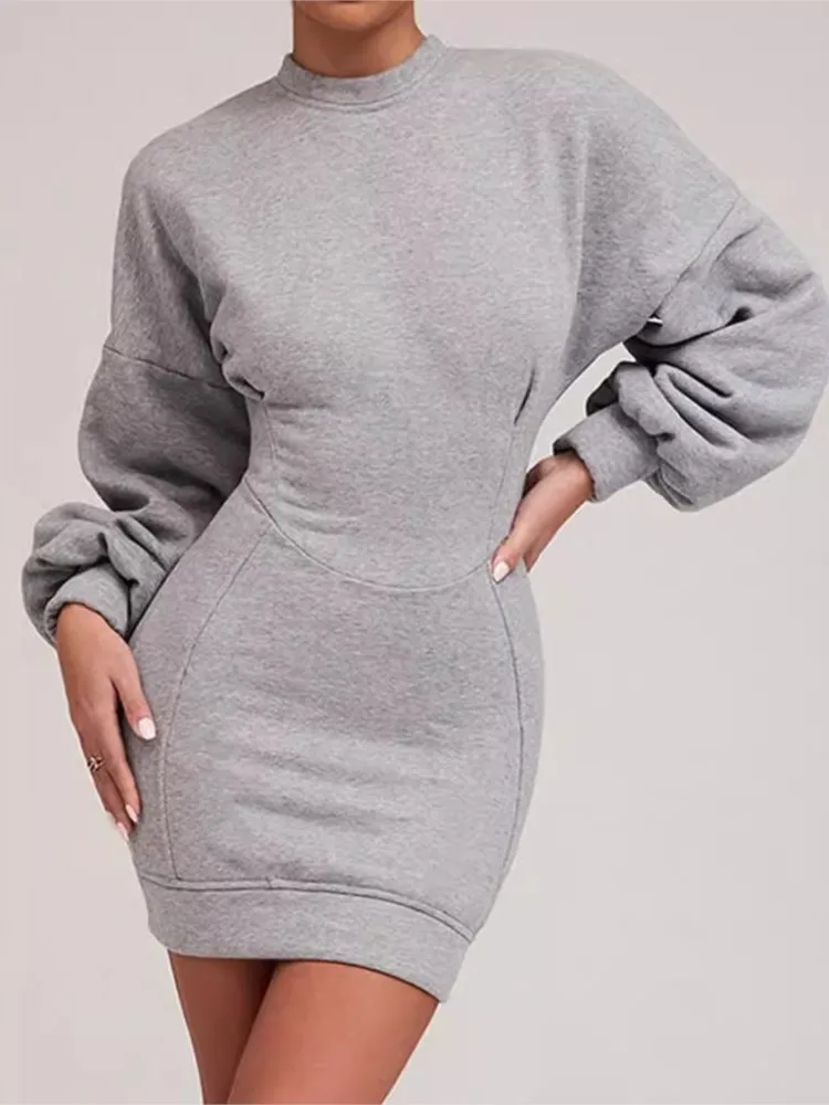 Autumn Winter Simple Solid Mini Dresses For Women 2024 Fashion Lantern Sleeve O-neck Bodycon Sweatshirt Dress Slim Robe Femme
Autumn Winter Simple Solid Mini Dresses For Women 2024 Fashion Lantern Sleeve O-neck Bodycon Sweatshirt Dress Slim Robe Femme
