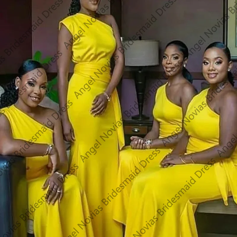Customized Long Yellow Mermaid Satin Bridesmaid Dresses Wedding Guest Maid Of Honor Dress Robes Invitee Mariage
Customized Long Yellow Mermaid Satin Bridesmaid Dresses Wedding Guest Maid Of Honor Dress Robes Invitee Mariage