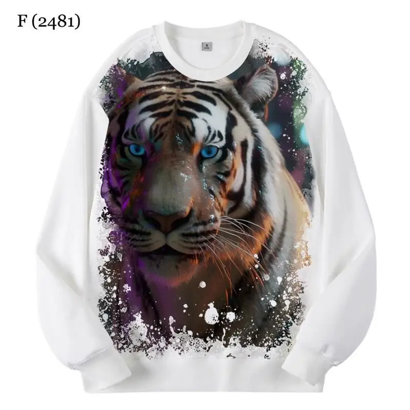 New Tiger Pattern Digital Print Fleece Lined round Neck Sweatshirt Fashionable Trendy Unisex Warmth Comfortable Polyester Fiber
New Tiger Pattern Digital Print Fleece Lined round Neck Sweatshirt Fashionable Trendy Unisex Warmth Comfortable Polyester Fiber