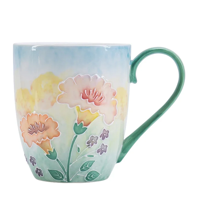 Ceramic mug Underglaze hand-painted three-dimensional relief morning glory breakfast cup
Ceramic mug Underglaze hand-painted three-dimensional relief morning glory breakfast cup