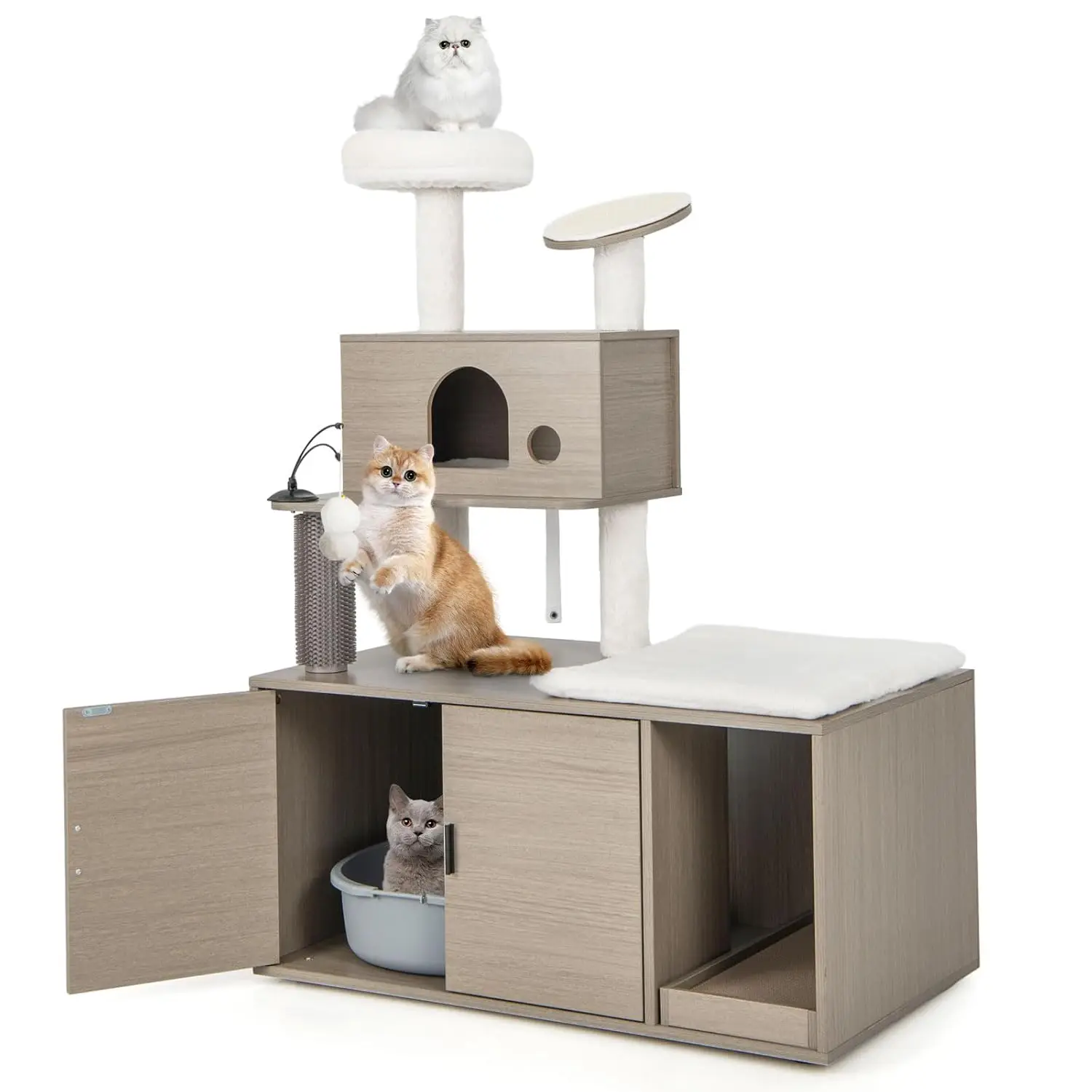 Cat Tree with Litter Box Enclosure, Cat Tower with Litter Box, Cat Condo, Scratching Board, Soft Plush Perch, Customized
Cat Tree with Litter Box Enclosure, Cat Tower with Litter Box, Cat Condo, Scratching Board, Soft Plush Perch, Customized