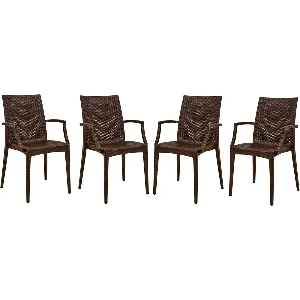 Hickory Stackable Patio Dining Armchair, Indoor Outdoor Woven Wicker Rattan-Style Chairs with Armrests or Garden, Balcony, Deck
Hickory Stackable Patio Dining Armchair, Indoor Outdoor Woven Wicker Rattan-Style Chairs with Armrests or Garden, Balcony, Deck