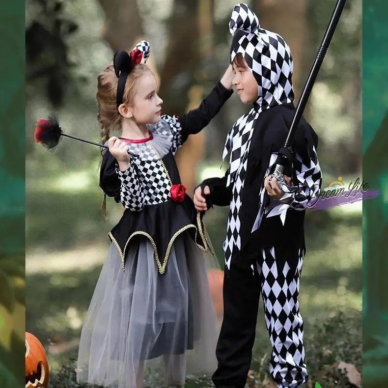 Children's Halloween Costume Clown Plaid Skirt Masquerade Party Boys And Girls Outfit Performance Clothes Traditional Chinese...
Children's Halloween Costume Clown Plaid Skirt Masquerade Party Boys And Girls Outfit Performance Clothes Traditional Chinese...