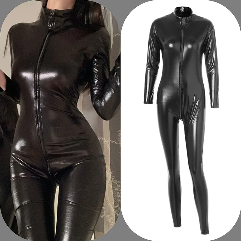 Women Sexy Adult Party Jumpsuit For Stage Performance Outfit Halloween Cosplay PU Faux Leather Jumpsuit Suits Long Sleeve Zipper
Women Sexy Adult Party Jumpsuit For Stage Performance Outfit Halloween Cosplay PU Faux Leather Jumpsuit Suits Long Sleeve Zipper