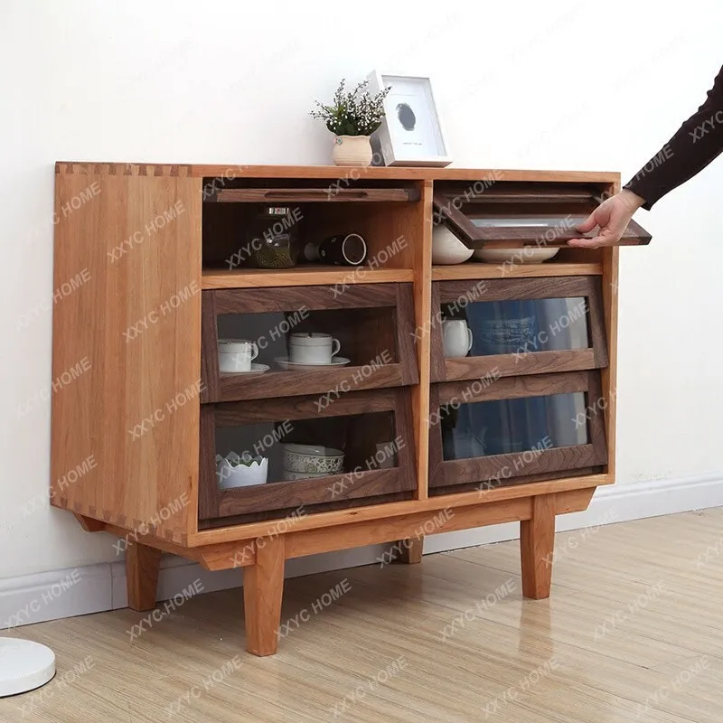 A solid wood dining side cabinet, living room simple locker, glass clamshell wine cabinet
A solid wood dining side cabinet, living room simple locker, glass clamshell wine cabinet