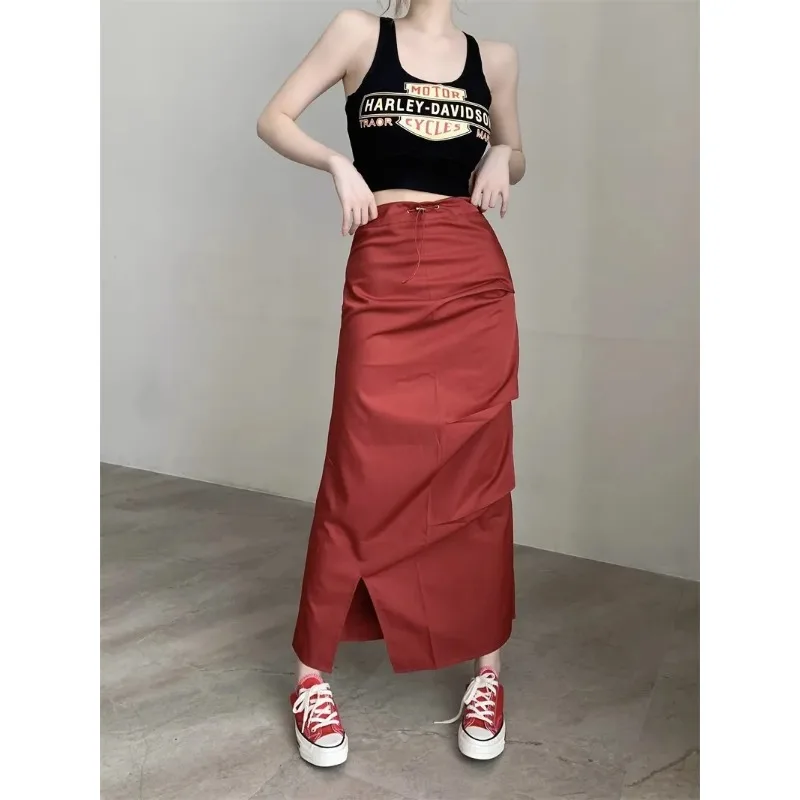 Women's High Waist Drawstring Ruched Midi Skirt Asymmetrical Split Casual Long Skirt
Women's High Waist Drawstring Ruched Midi Skirt Asymmetrical Split Casual Long Skirt