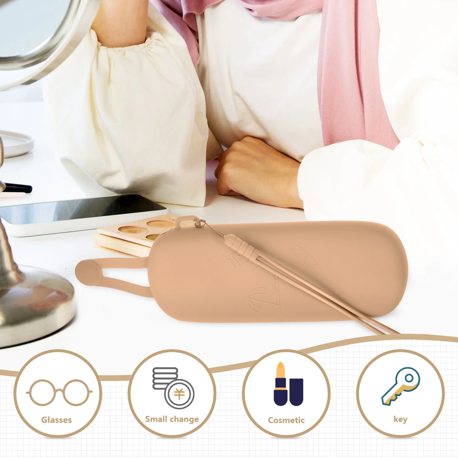 Silicone Makeup Bag Women Portable Travel Organizer Glasses Holder For Lipstick Storage Lightweight Durable
Silicone Makeup Bag Women Portable Travel Organizer Glasses Holder For Lipstick Storage Lightweight Durable