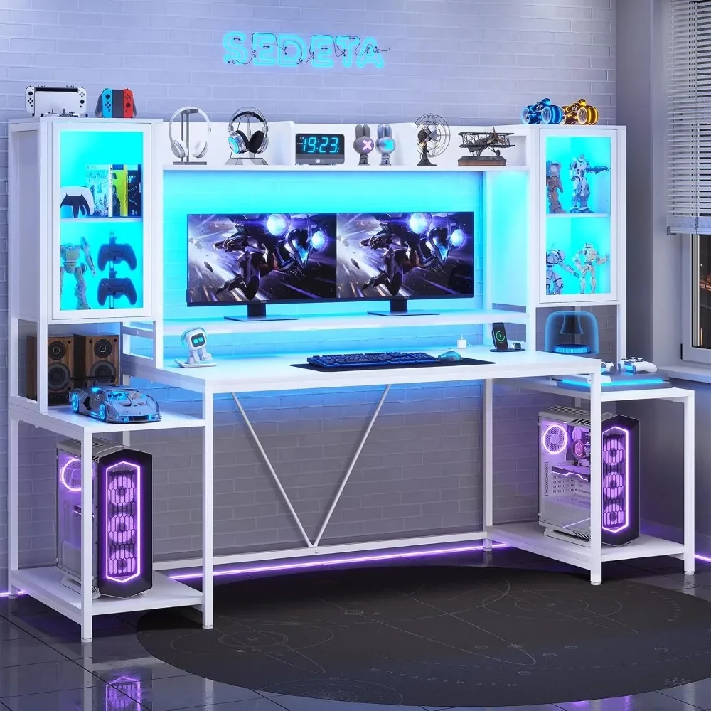 Gaming Desk 74.8'' with LED Lights, Hutch and Storage Shelves, Computer Desk with Monitor Stand, Large PC Gamer Desk Workstation
Gaming Desk 74.8'' with LED Lights, Hutch and Storage Shelves, Computer Desk with Monitor Stand, Large PC Gamer Desk Workstation