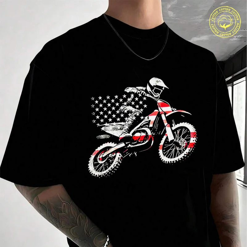 Men Cotton T-Shirt Retro American Flag Dirt Bike Motocross Moto T Shirt O-neck Short Sleeve Tees Fashion Hip Hop Tshirt
Men Cotton T-Shirt Retro American Flag Dirt Bike Motocross Moto T Shirt O-neck Short Sleeve Tees Fashion Hip Hop Tshirt
