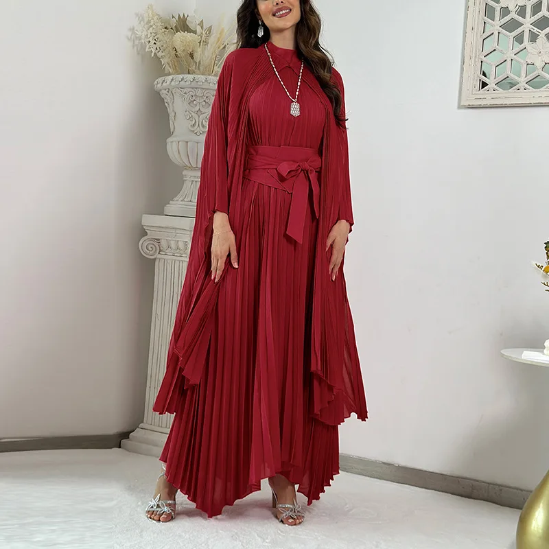 Pleated Clothing Manufacturers Irregular Long Sleeve Dress Long Swing Skirt Evening Dress Middle Eastern Women Casual Dress
Pleated Clothing Manufacturers Irregular Long Sleeve Dress Long Swing Skirt Evening Dress Middle Eastern Women Casual Dress