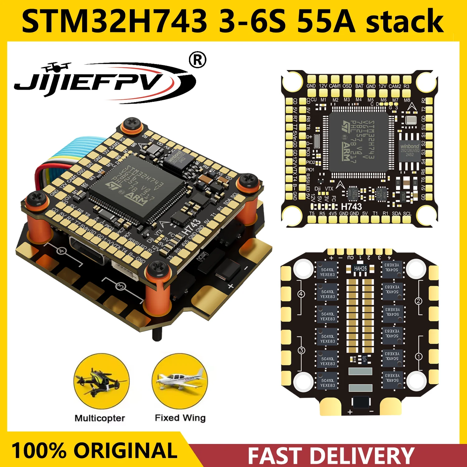 JIJIEFPV H743 Stack ICM42688P H743 Flight Controller Better than F405 BLS60A 4in1 ESC 30.5X30.5mm 3-12S for FPV Drones
JIJIEFPV H743 Stack ICM42688P H743 Flight Controller Better than F405 BLS60A 4in1 ESC 30.5X30.5mm 3-12S for FPV Drones