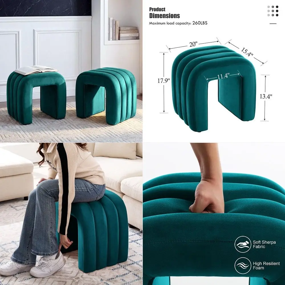 Entryway Ottoman Set of 2, Vanity Stools with Aesthetic Channel Tufted, Ottoman Foot Stool for Entryway, Upholstered Foot Rest
Entryway Ottoman Set of 2, Vanity Stools with Aesthetic Channel Tufted, Ottoman Foot Stool for Entryway, Upholstered Foot Rest