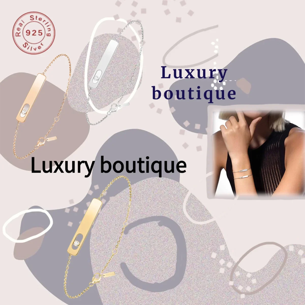 Pure silver S925 bracelet with diamond studded smooth surface, personalized luxury, and noble women's Valentine's Day gift
Pure silver S925 bracelet with diamond studded smooth surface, personalized luxury, and noble women's Valentine's Day gift